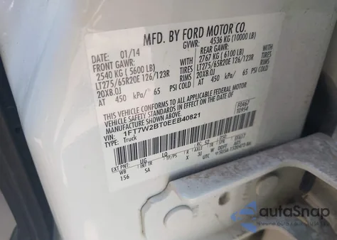 2014 Ford F-250 Lariat z USA, uszkodzony, nr VIN 1FT7W2BT0EEB40821